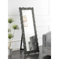 Coaster Furniture 961422 Textural Frame Cheval Floor Mirror Silver and Smoky Grey